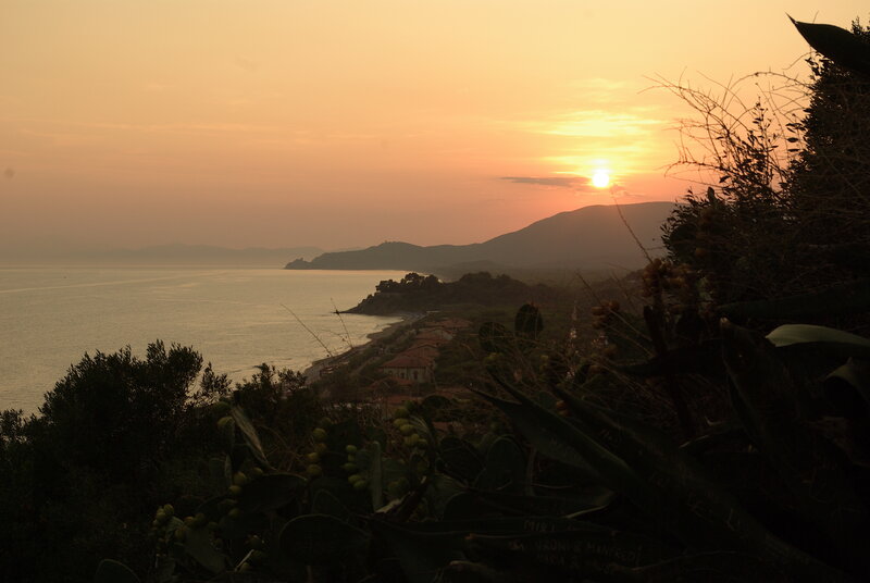 Sunset over Coastal Town — Orange