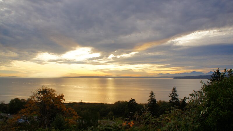 Sunset over Coastal Water — Gray