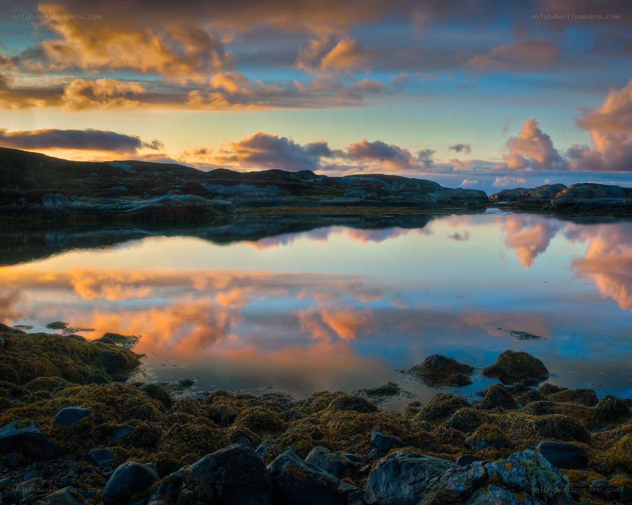 Sunset over coastal waters