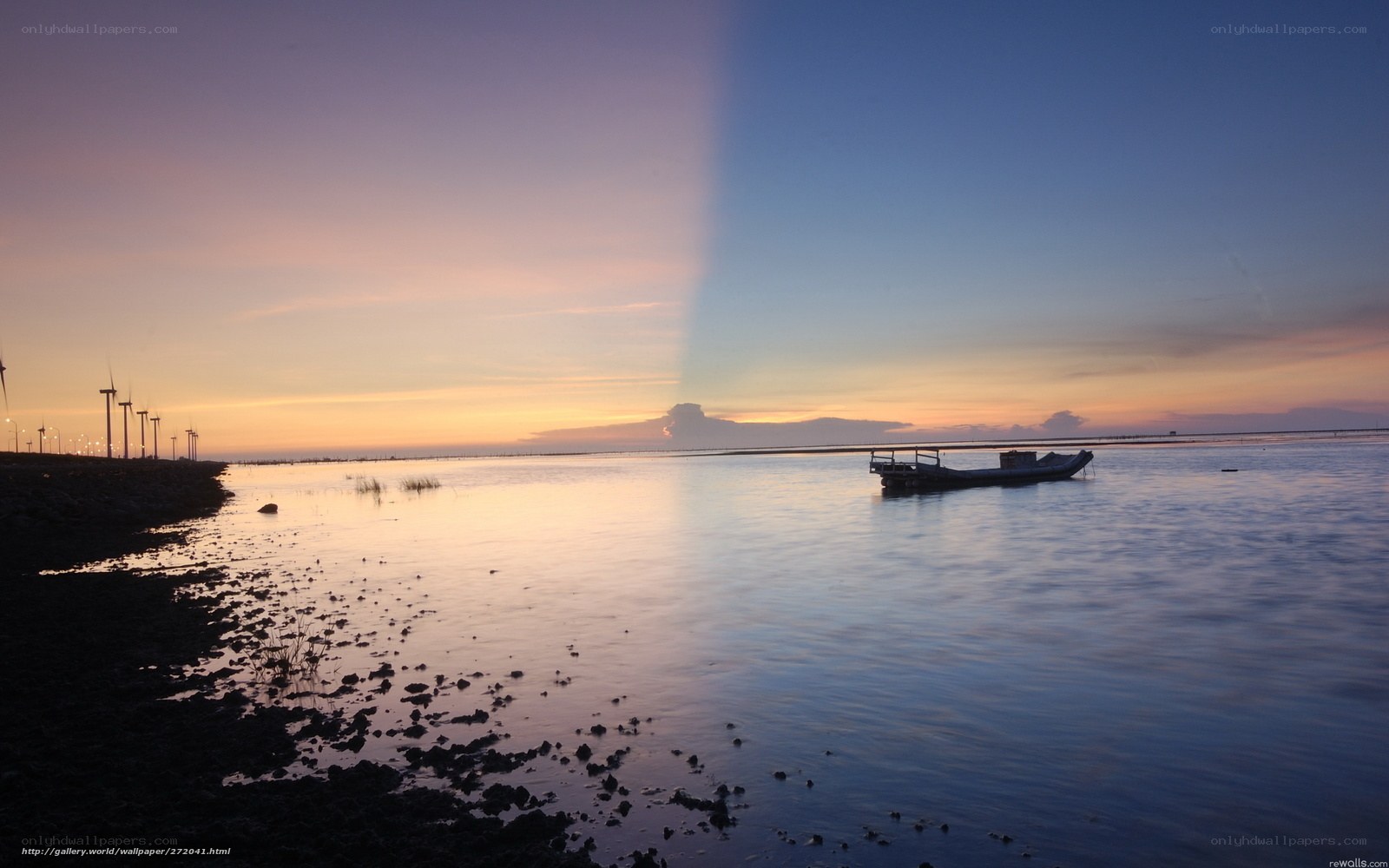 Sunset over coastal waters