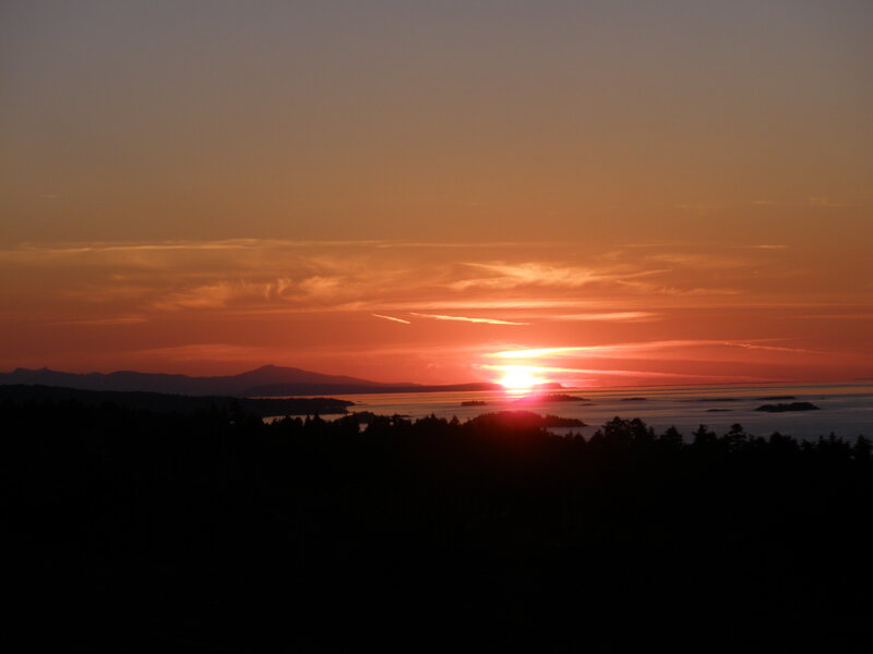 sunset over coastal waters