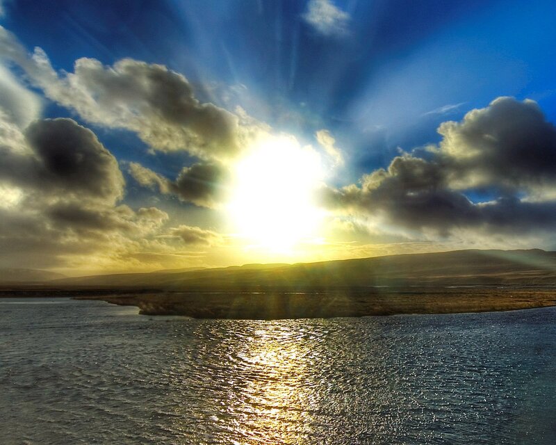 Sunset over coastal waters