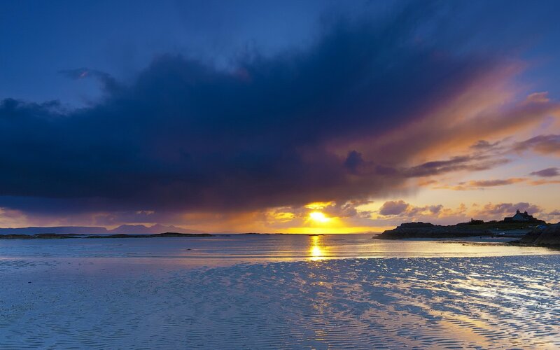 Sunset over coastal waters