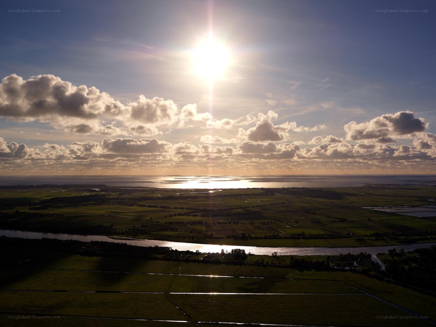 Sunset over coastal wetlands