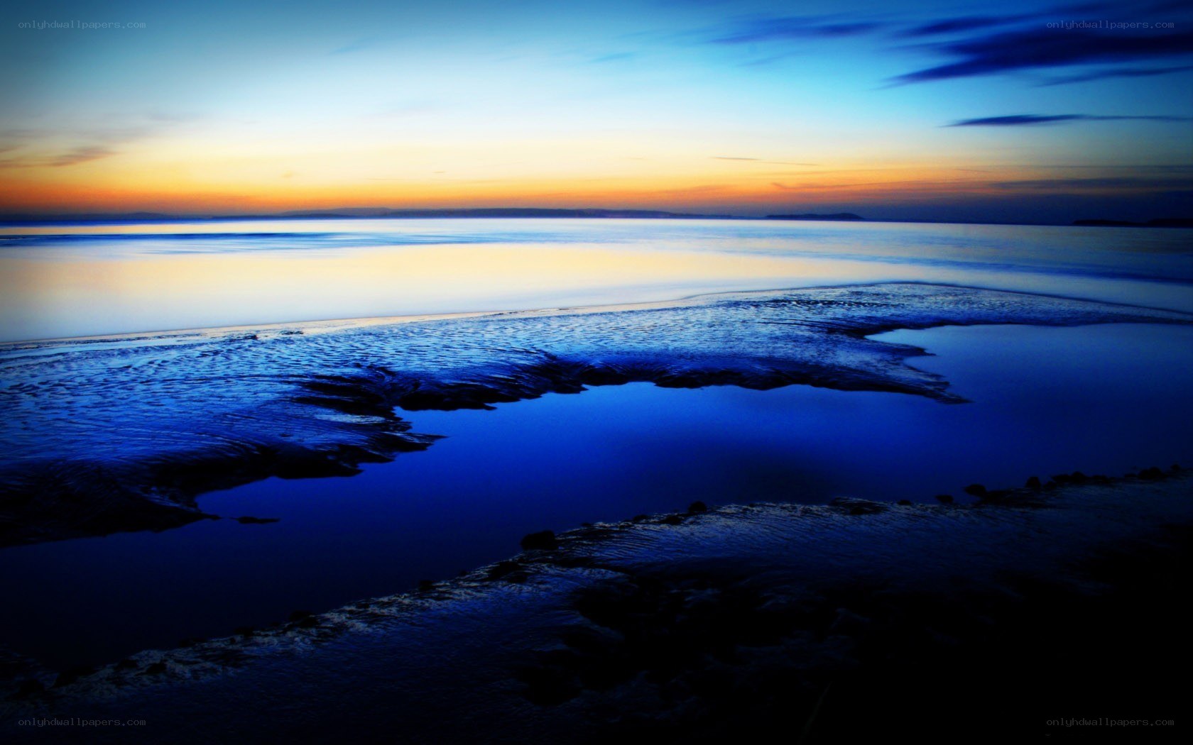 Sunset over coastal wetlands