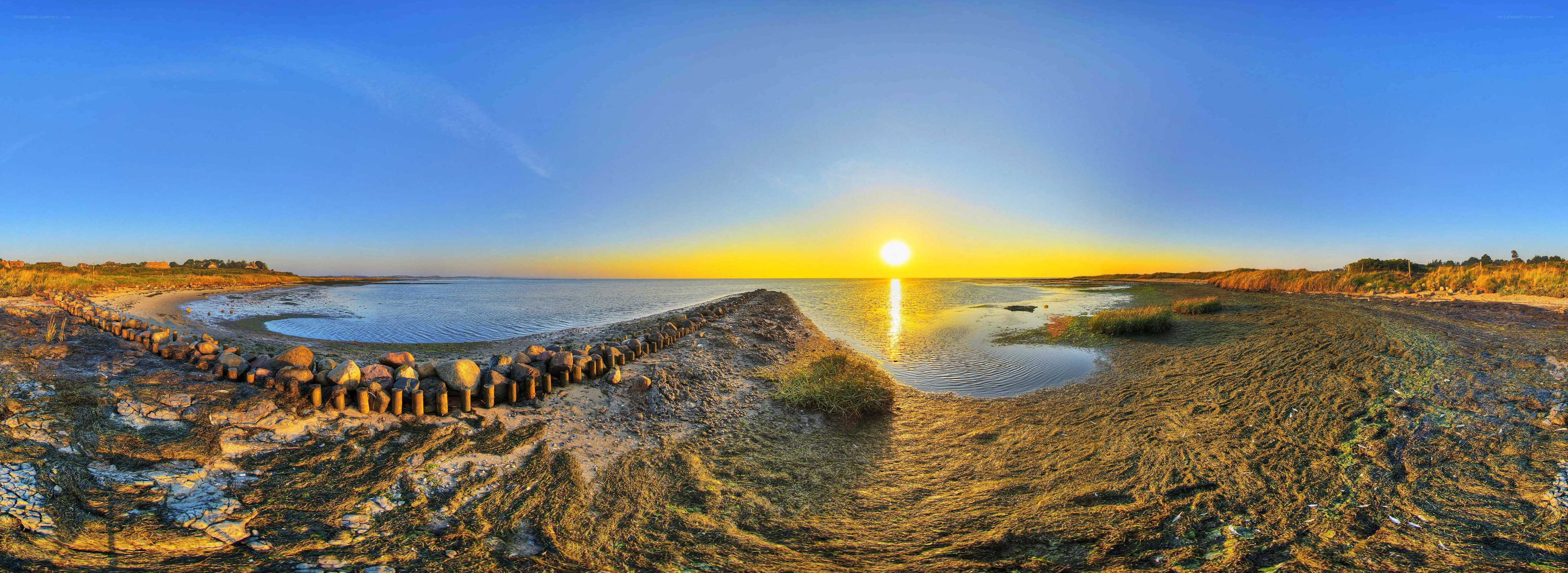Sunset over coastal wetlands
