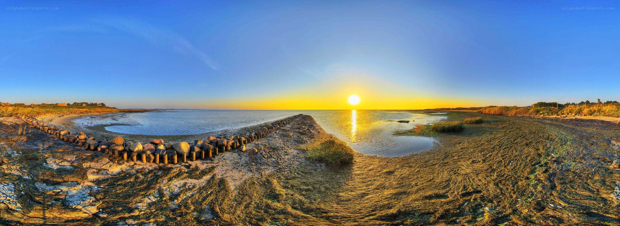 Sunset over coastal wetlands