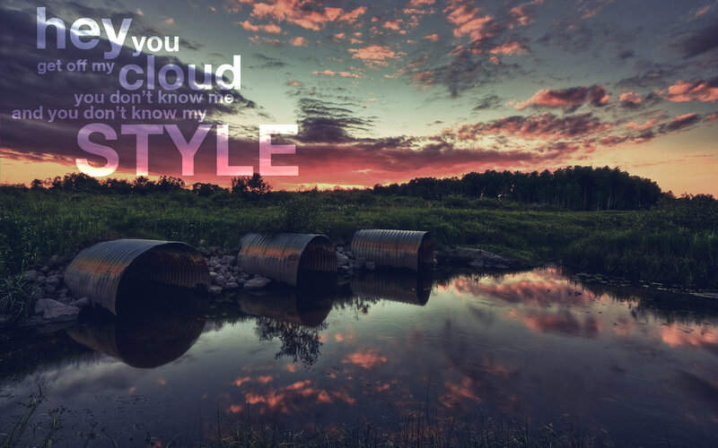 Sunset over corrugated pipes