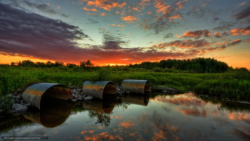 Sunset over Corrugated Pipes