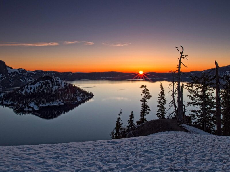 Sunset over Crater Lake — Orange, Serene