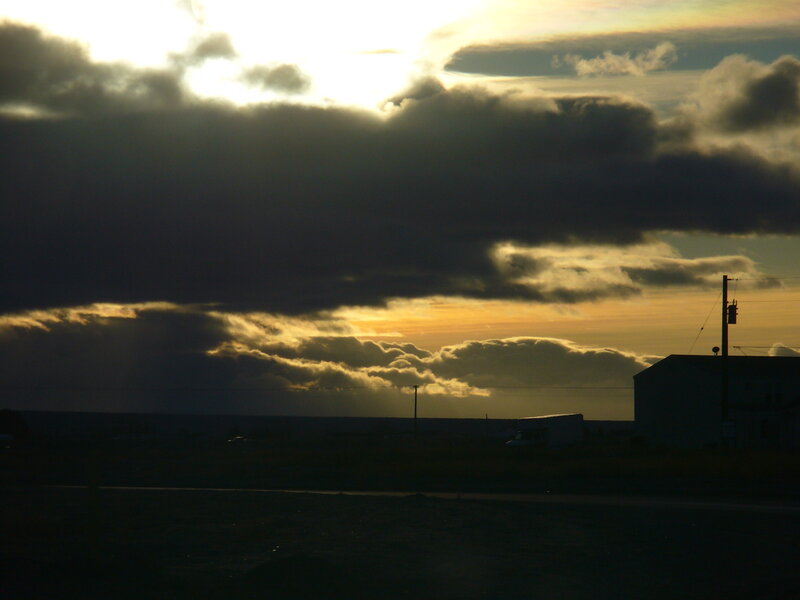 sunset over dark clouds