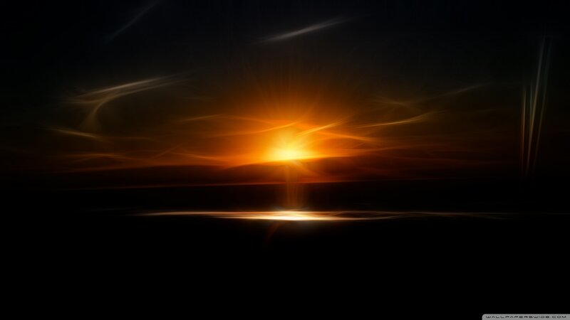 Sunset over Dark Landscape — Black