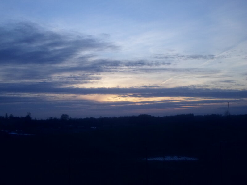Sunset over Dark Landscape — Blue, Calm