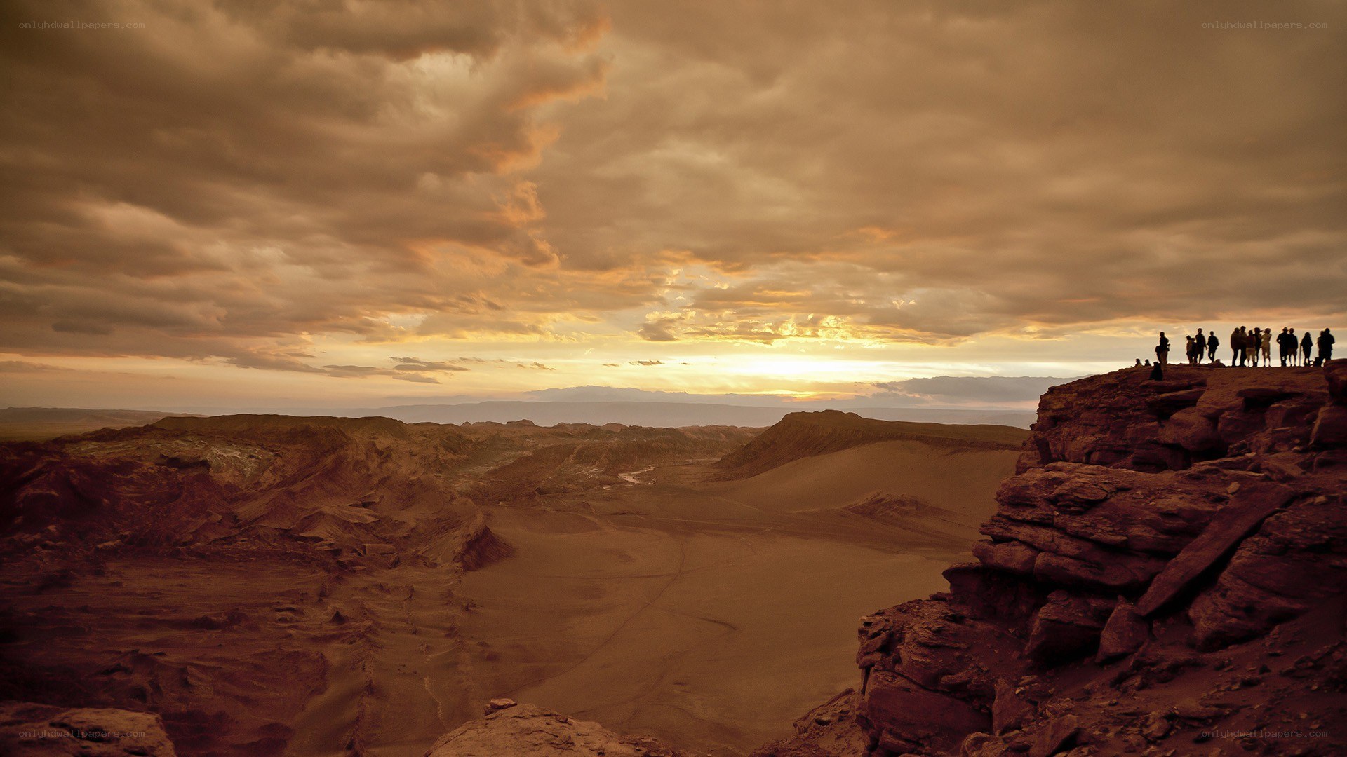 Sunset over desert canyon