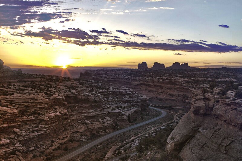 Sunset over desert canyon