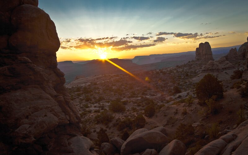 Sunset over Desert Canyon — Orange, Serene