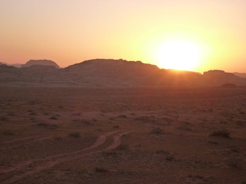 Sunset over desert landscape