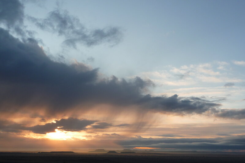 Sunset over desert landscape