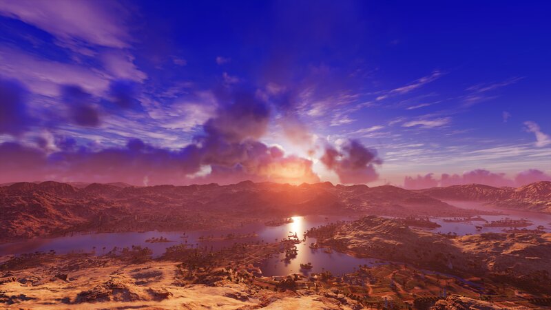 Sunset over Desert Landscape — Blue