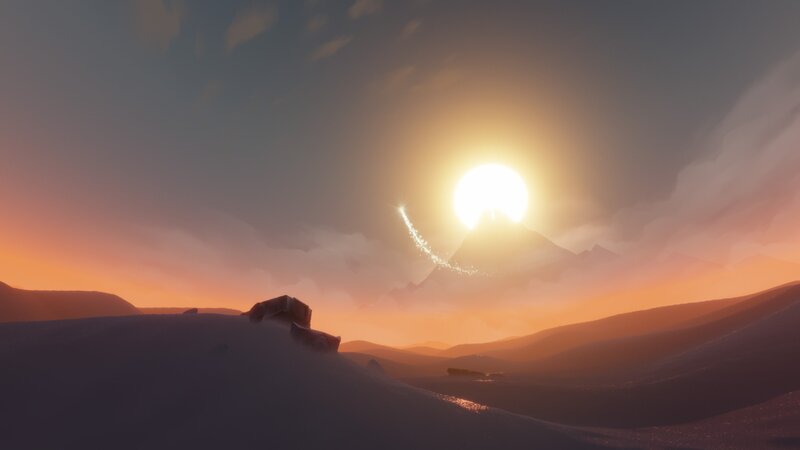 Sunset over Desert Landscape — Orange, Serene, Digital Art