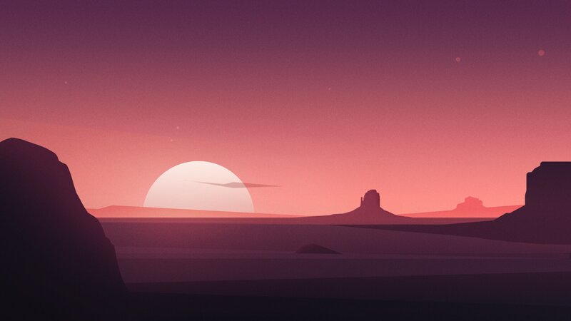Sunset over Desert Landscape — Purple