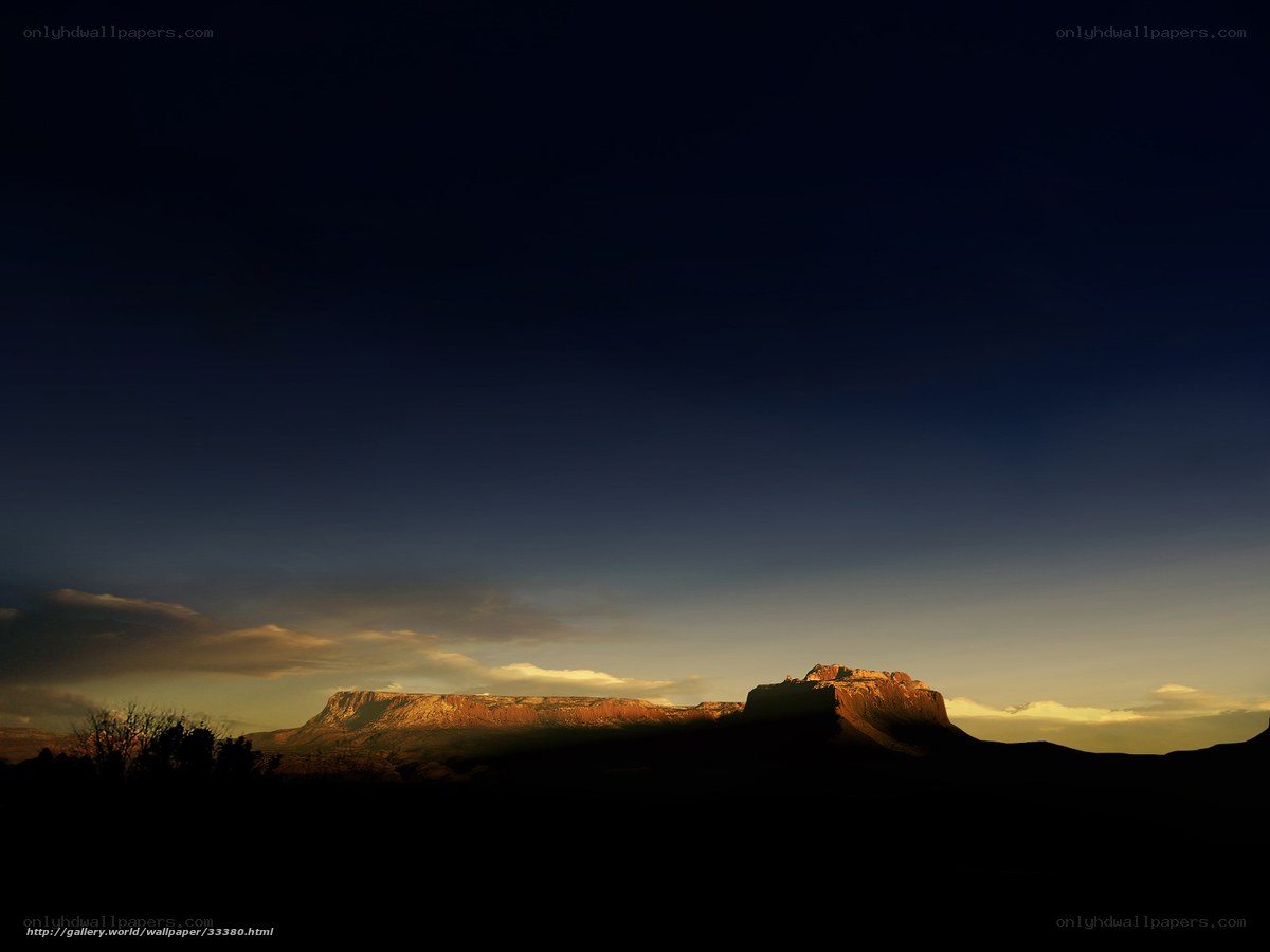 Sunset over desert mesa