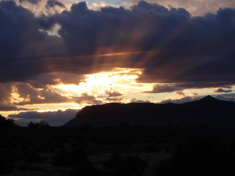 Sunset over desert mountains