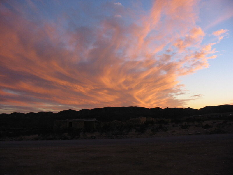 sunset over desert mountains