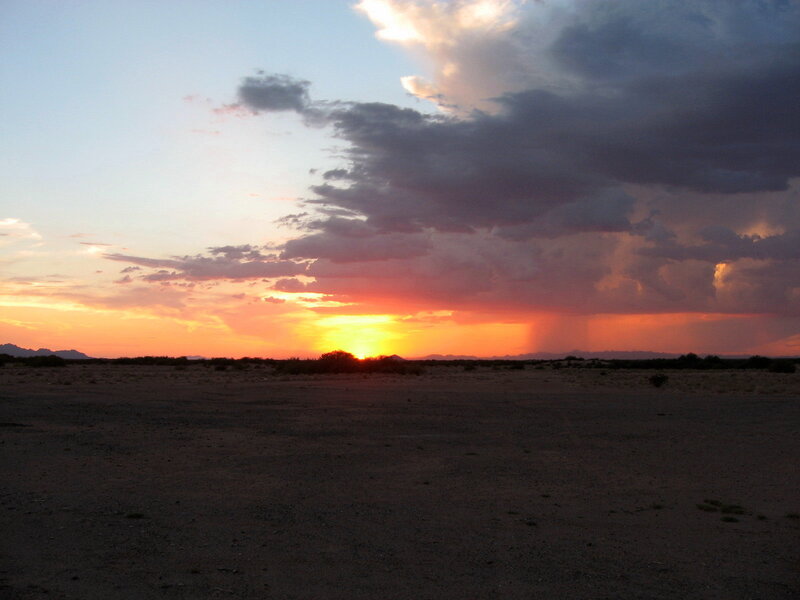 Sunset over Desert — Orange, Dramatic, Photograph, Clouds