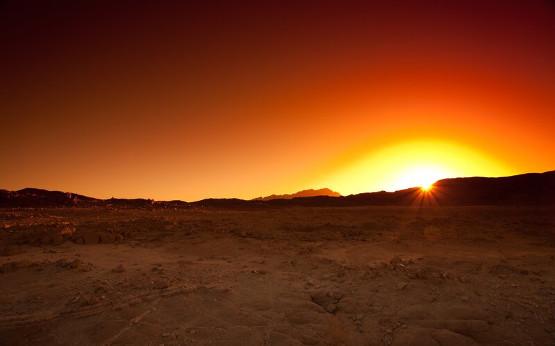 Sunset over Desert — Orange, Dramatic