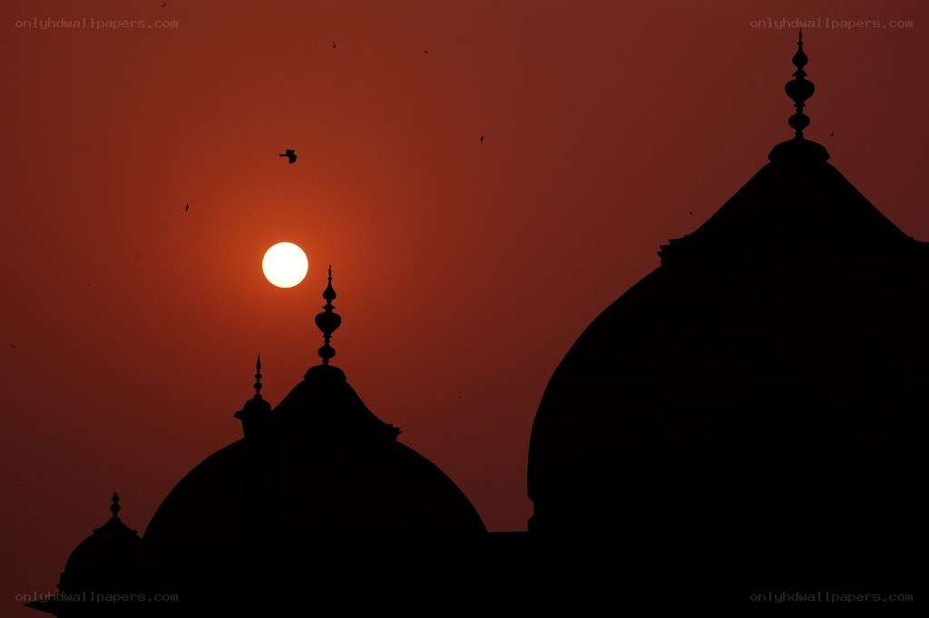 Sunset over domed structures