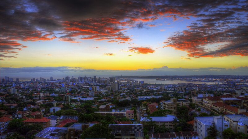 Sunset over Durban city