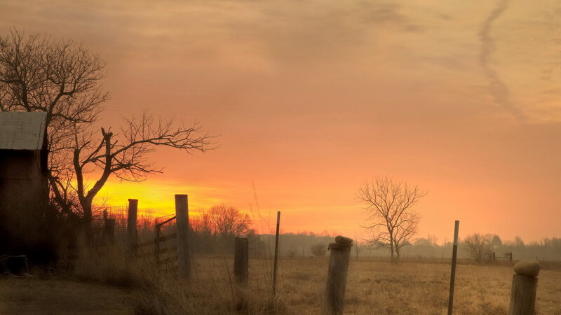 Sunset over Farm Field — Orange