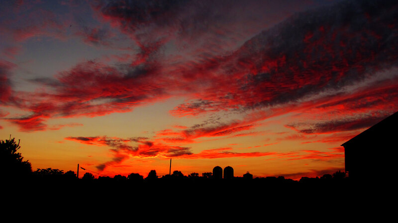 Sunset over Farm Silhouettes