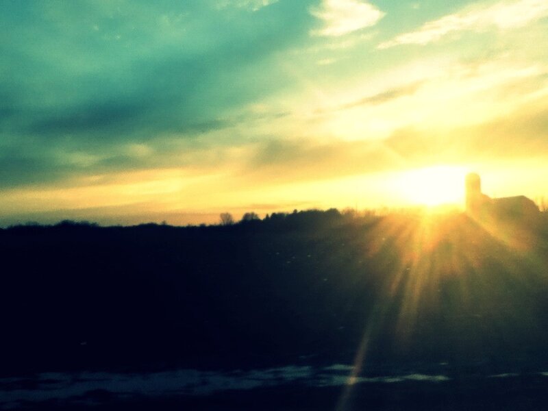 Sunset over Farm — Yellow