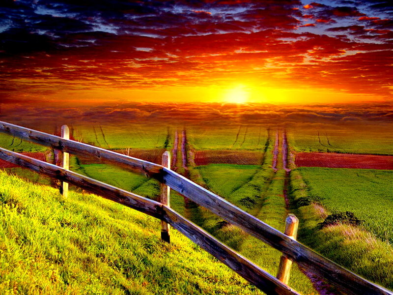 Sunset over Farmland — Orange