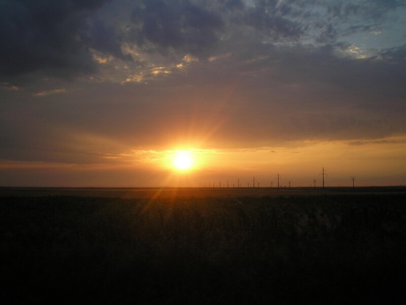 Sunset over Field — Orange, Dramatic, Photograph, Sun, Clouds