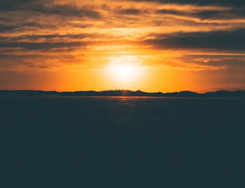 Sunset over Field — Orange, Dramatic, Photograph, Sun