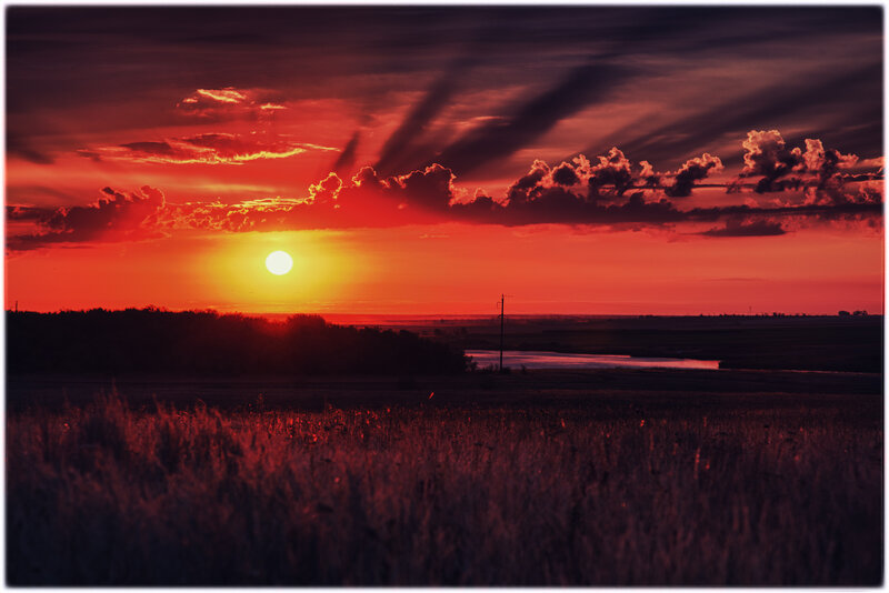 Sunset over Field — Red