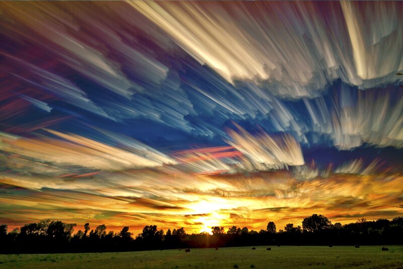 Sunset over Field — Yellow, Dramatic
