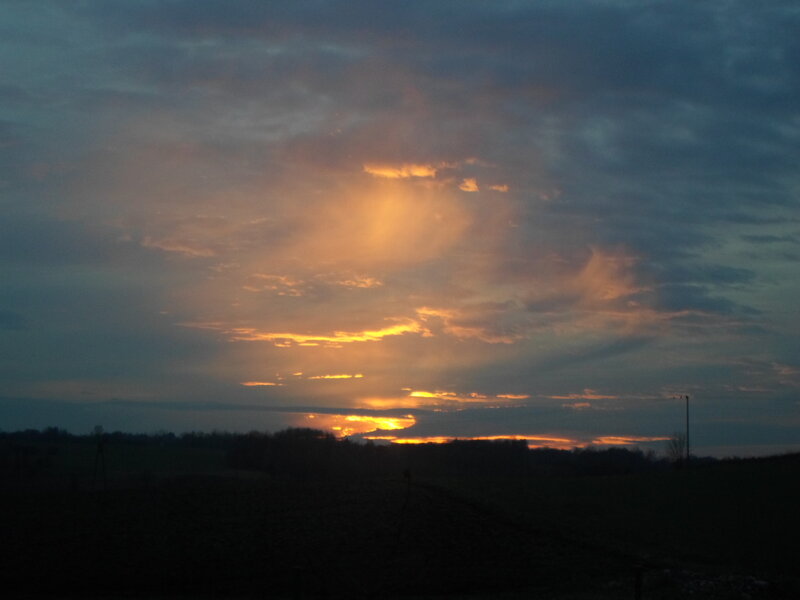 Sunset over Fields — Orange, Dramatic