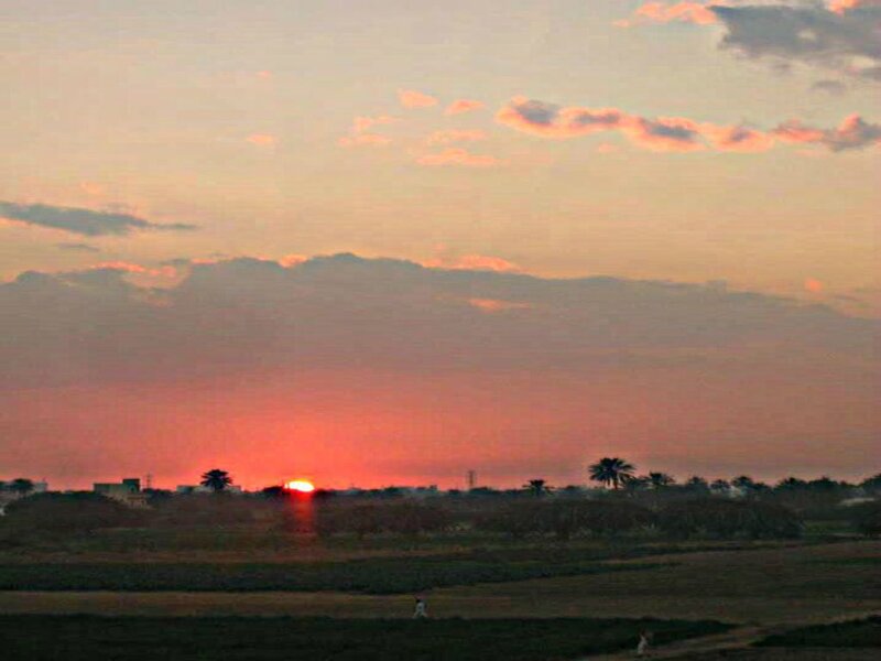 Sunset over Fields — Orange, Serene, Photograph, Sun