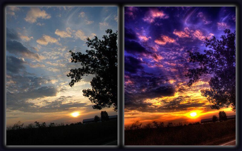 Sunset over Fields — Purple, Dramatic