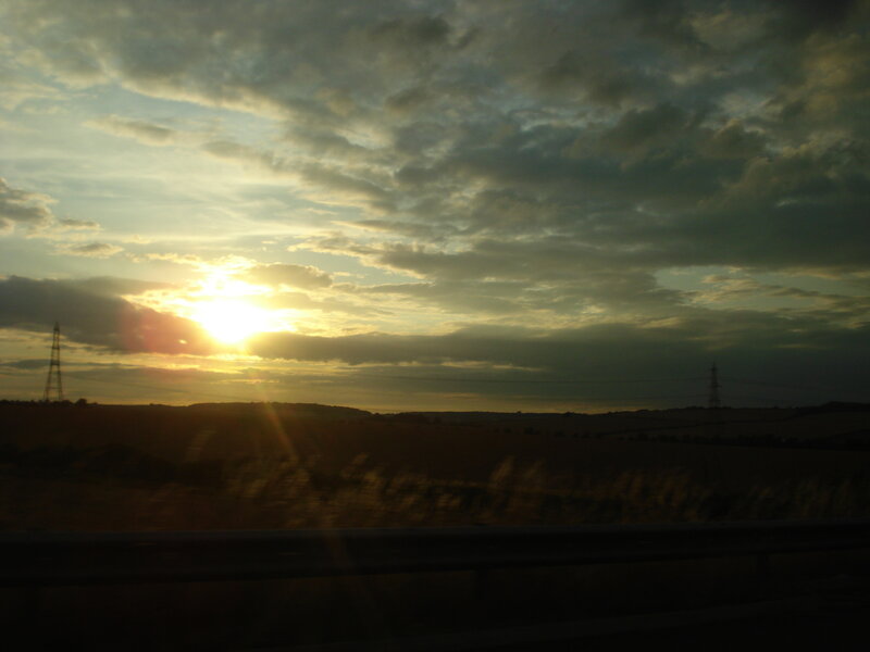 Sunset over Fields — Yellow, Dramatic