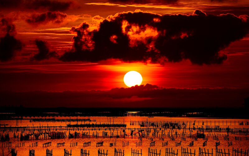 Sunset over Fishing Poles