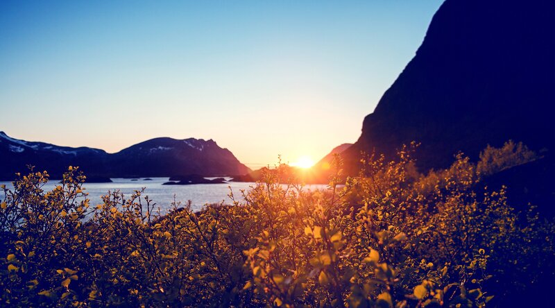 Sunset over Fjord — Blue, Serene, Photograph