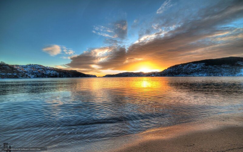 Sunset over Fjord — Blue, Serene