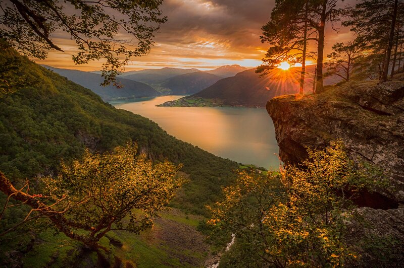 Sunset over Fjord — Orange