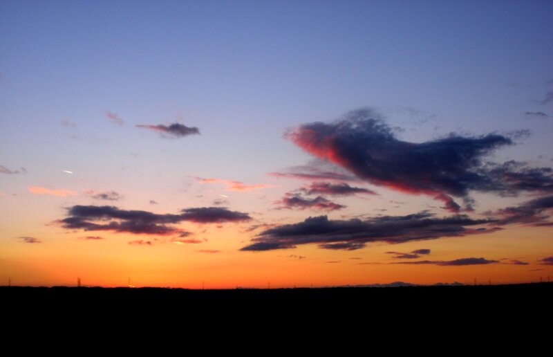 Sunset over Flat Landscape — Orange, Serene