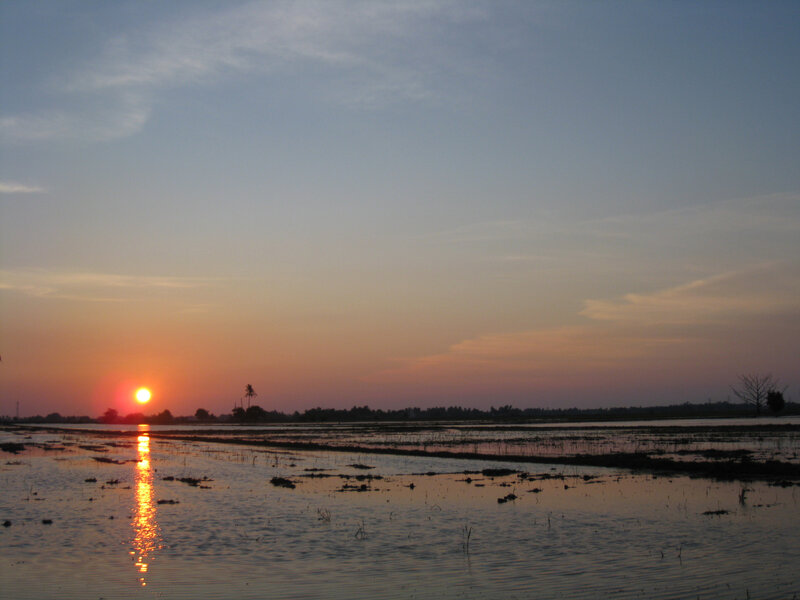 Sunset over Flooded Fields — Orange